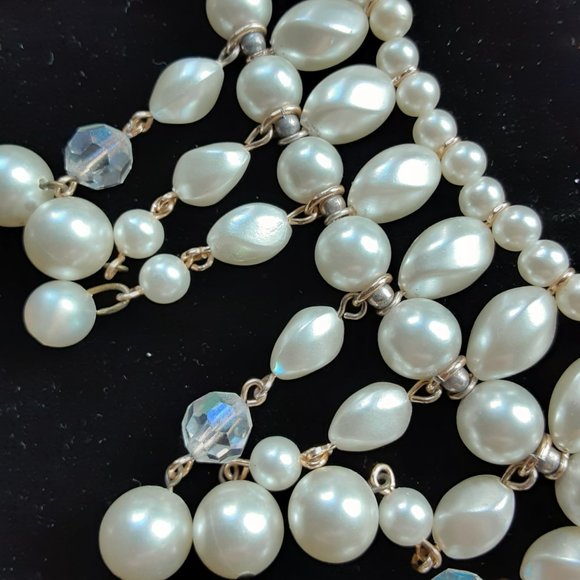 Vintage Necklace - Costume Pearl and Crystal Beads - Picture 8 of 10